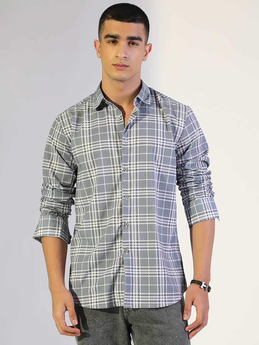 men checkered collared long sleeve shirt - 22173667 -  Standard Image - 1
