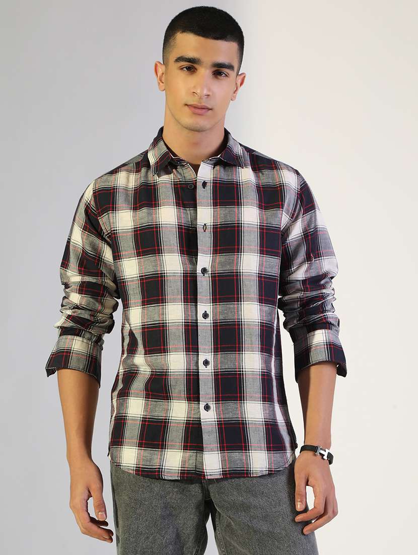 men checkered collared long sleeve shirt - 22173668 -  Standard Image - 1