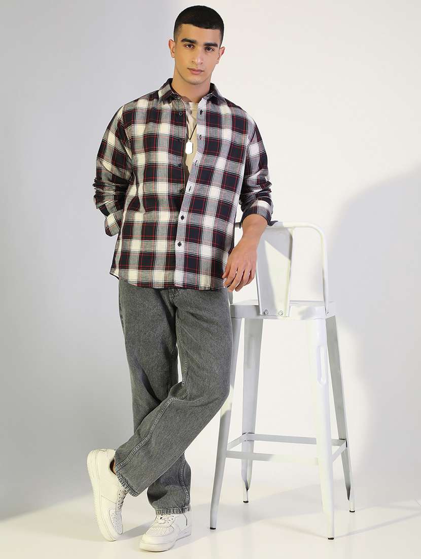 men checkered collared long sleeve shirt - 22173668 -  Standard Image - 4