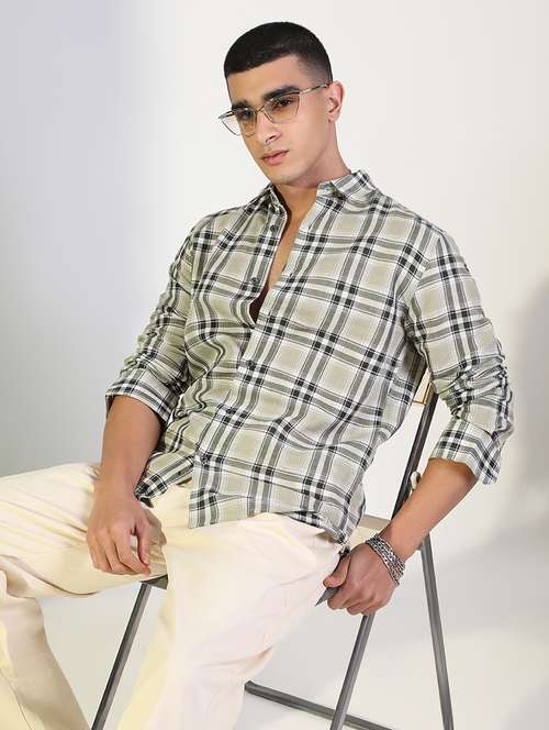 men checkered collared long sleeve shirt - 22173669 -  Standard Image - 0