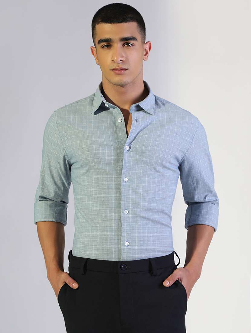 men checkered collared long sleeve shirt - 22173670 -  Standard Image - 1
