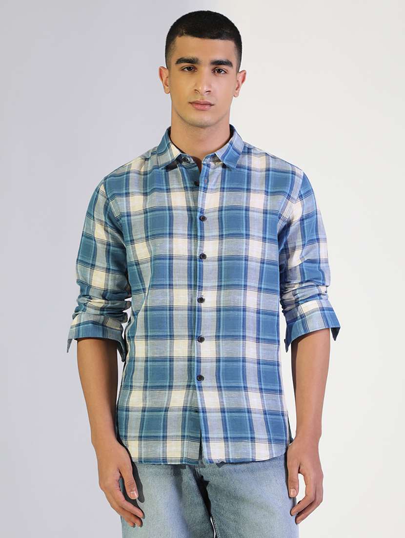 men checkered collared long sleeve shirt - 22173671 -  Standard Image - 1
