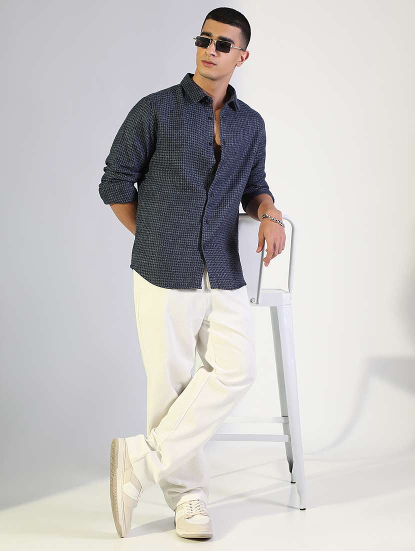 men textured collared long sleeve shirt - 22173672 -  Standard Image - 4