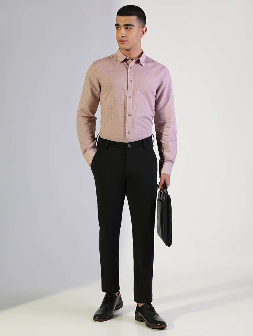 men micro print collared long sleeve shirt - 22173673 -  Standard Image - 4