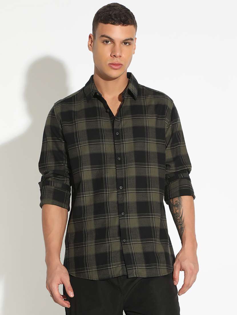 men checkered collared long sleeve shirt - 22173675 -  Standard Image - 1