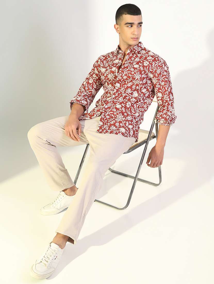 men printed collared long sleeve shirt - 22173677 -  Standard Image - 4