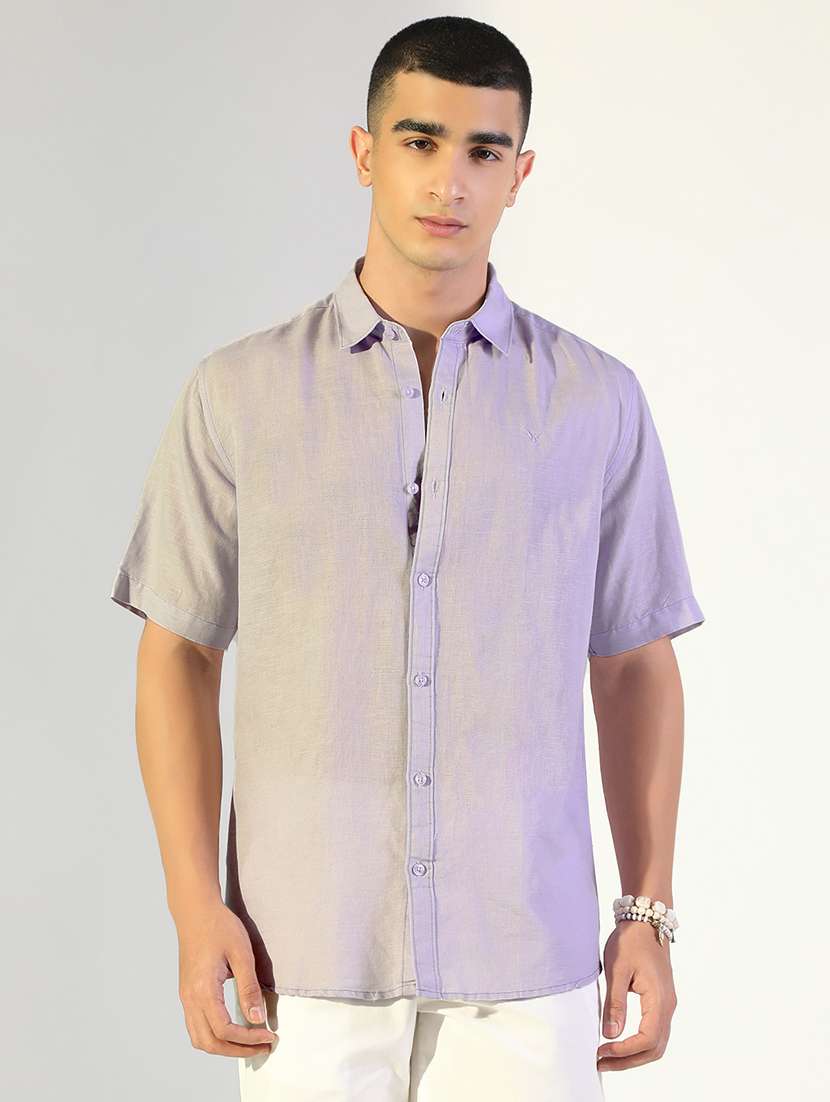 men solid collared short sleeve shirt - 22173682 -  Standard Image - 1