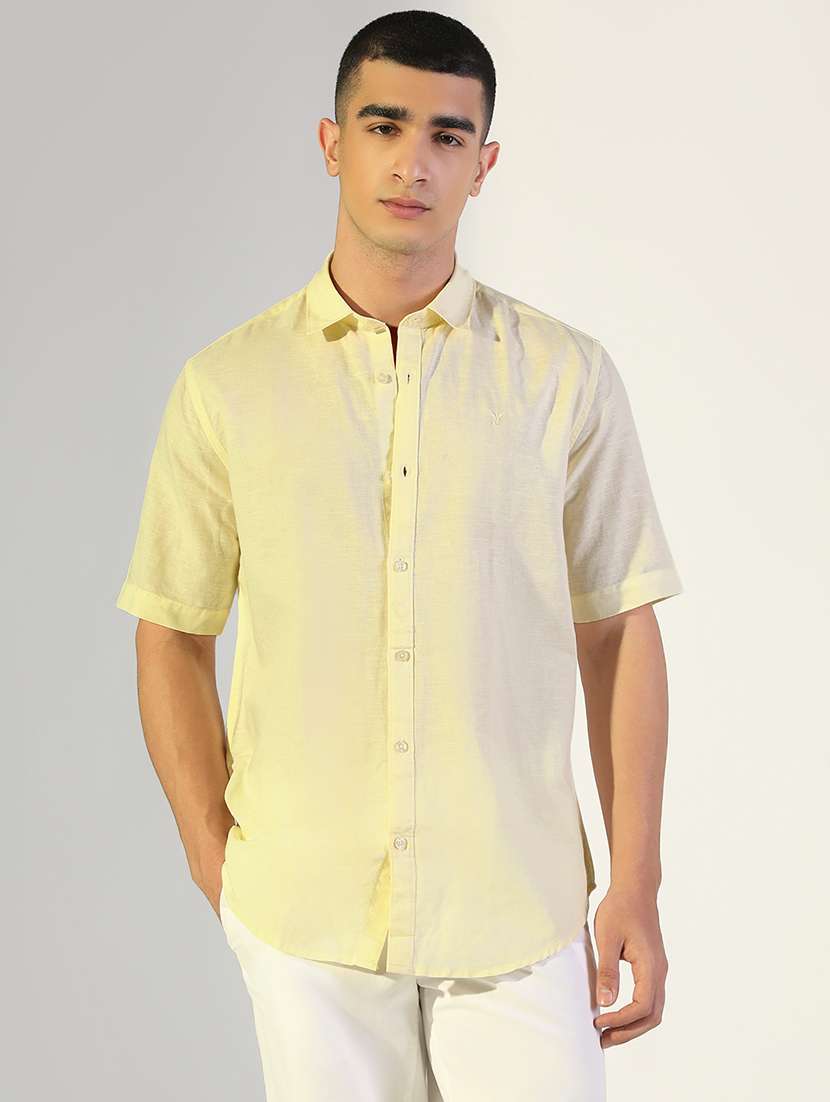 men solid collared short sleeve shirt - 22173683 -  Standard Image - 1