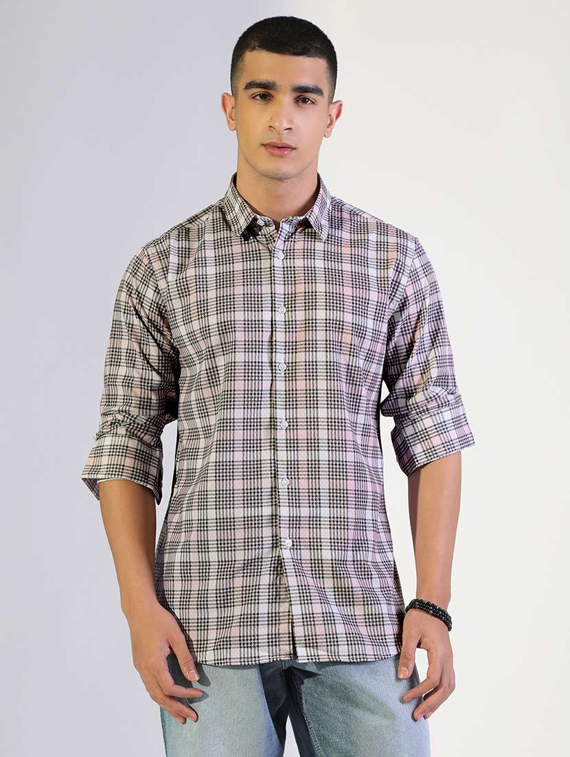 men checkered collared long sleeve shirt - 22173685 -  Standard Image - 1