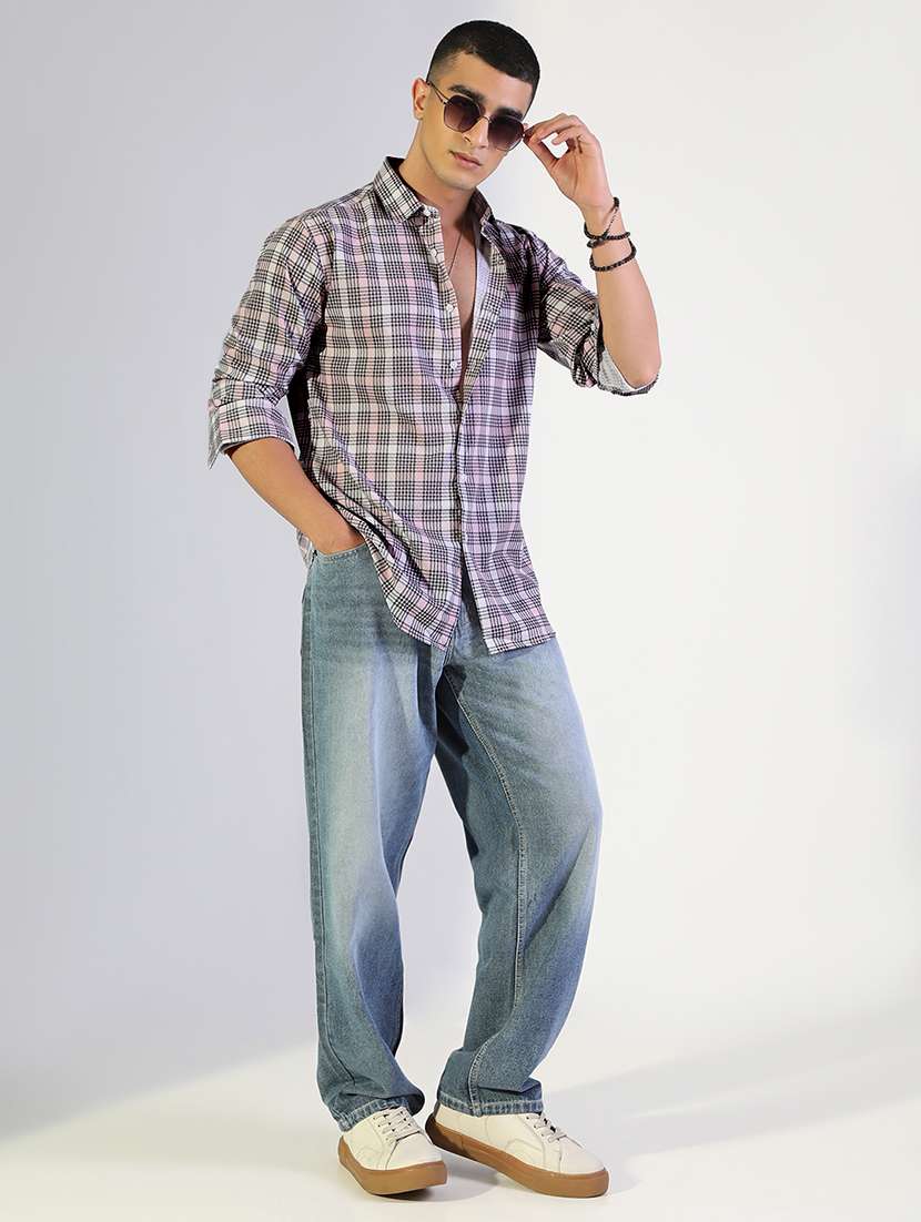 men checkered collared long sleeve shirt - 22173685 -  Standard Image - 4