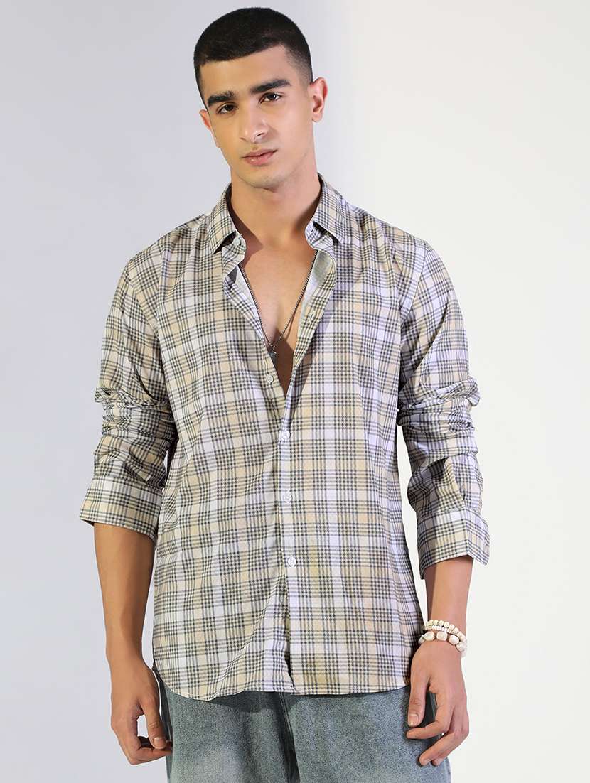 men checkered collared long sleeve shirt - 22173686 -  Standard Image - 1