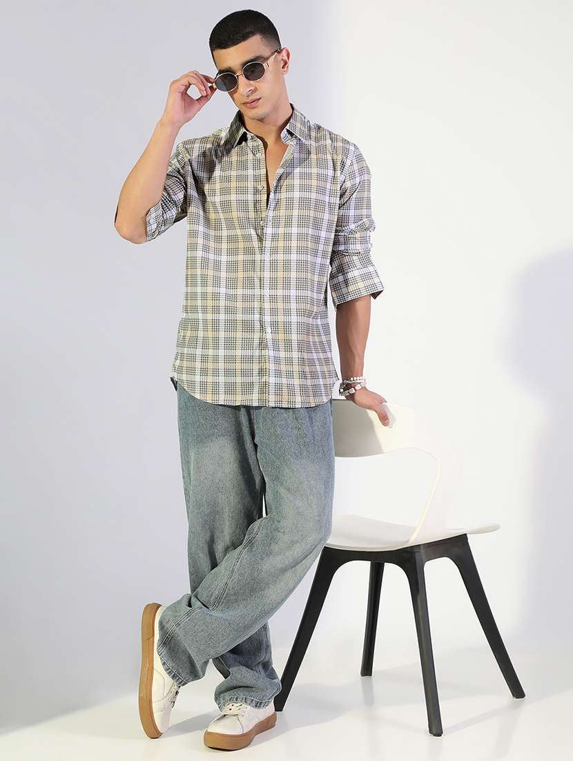 men checkered collared long sleeve shirt - 22173686 -  Standard Image - 4