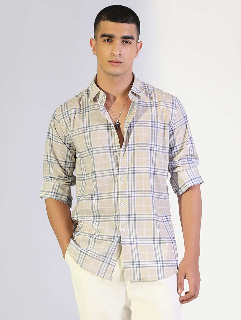 men checkered collared long sleeve shirt - 22173687 -  Standard Image - 1