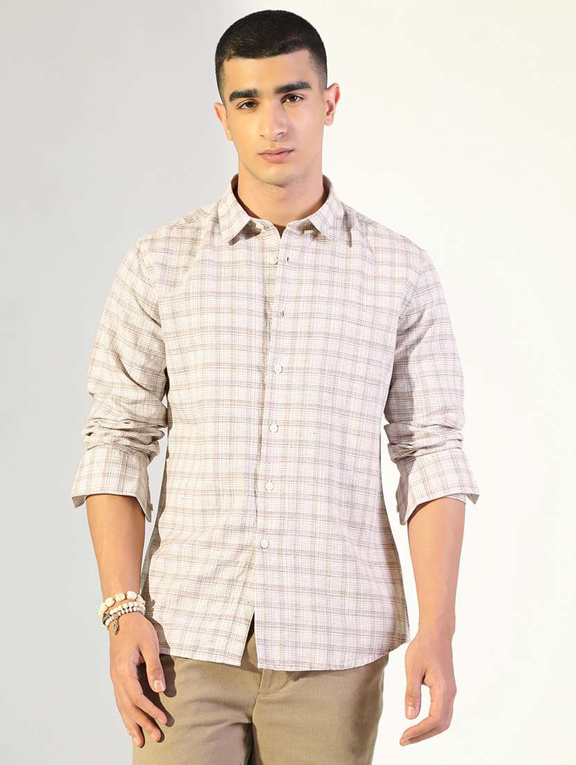 men checkered collared long sleeve shirt - 22173688 -  Standard Image - 1