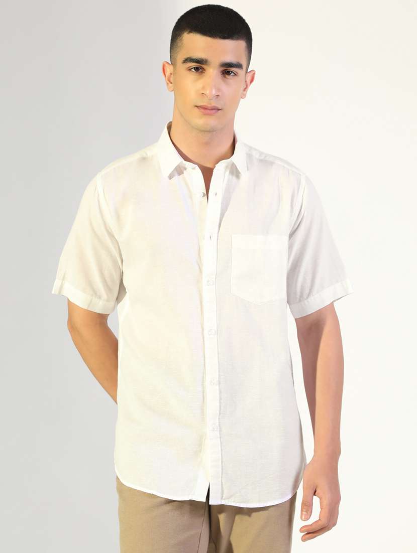 men solid collared short sleeve shirt - 22173690 -  Standard Image - 1