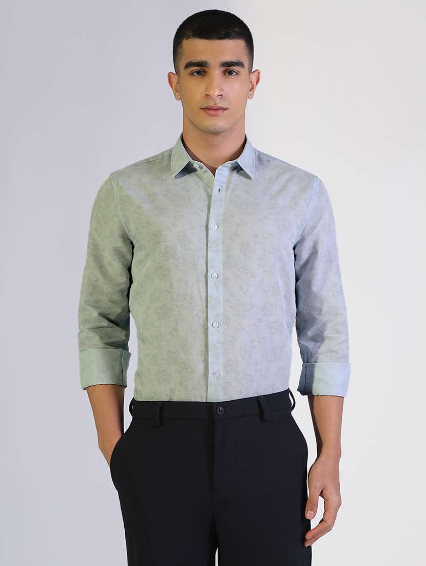 men printed collared long sleeve shirt - 22173691 -  Standard Image - 1