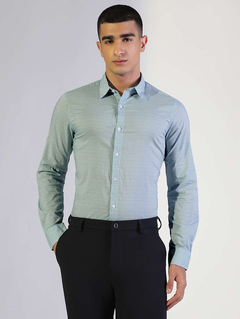men geometric print collared long sleeve shirt - 22173692 -  Standard Image - 1