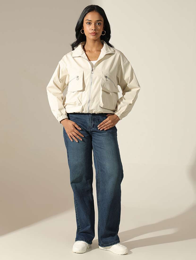 women solid long sleeve oversized cargo jacket - 22173711 -  Standard Image - 4