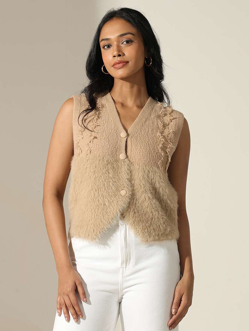 women self designed sleeveless vest top - 22173721 -  Standard Image - 1