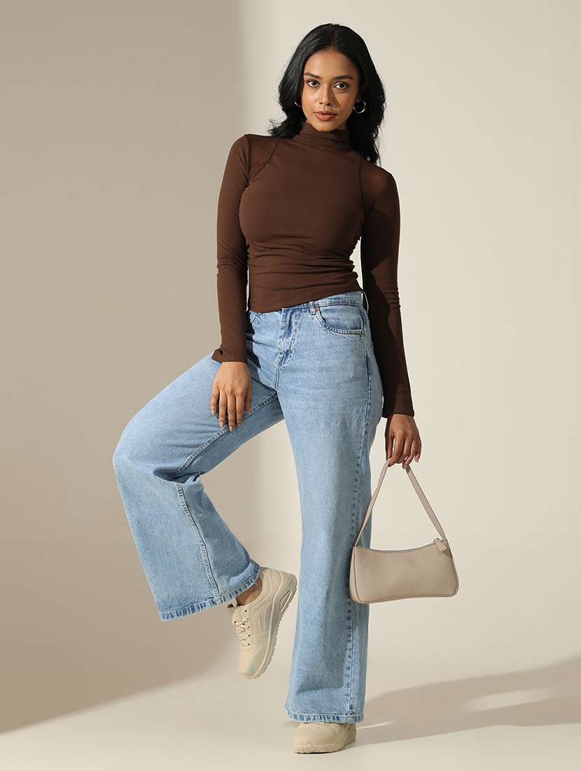 women solid high neck long sleeve top - 22173722 -  Standard Image - 6