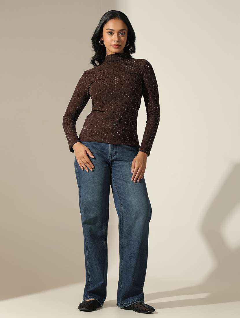 women self designed high neck long sleeve top - 22173725 -  Standard Image - 4