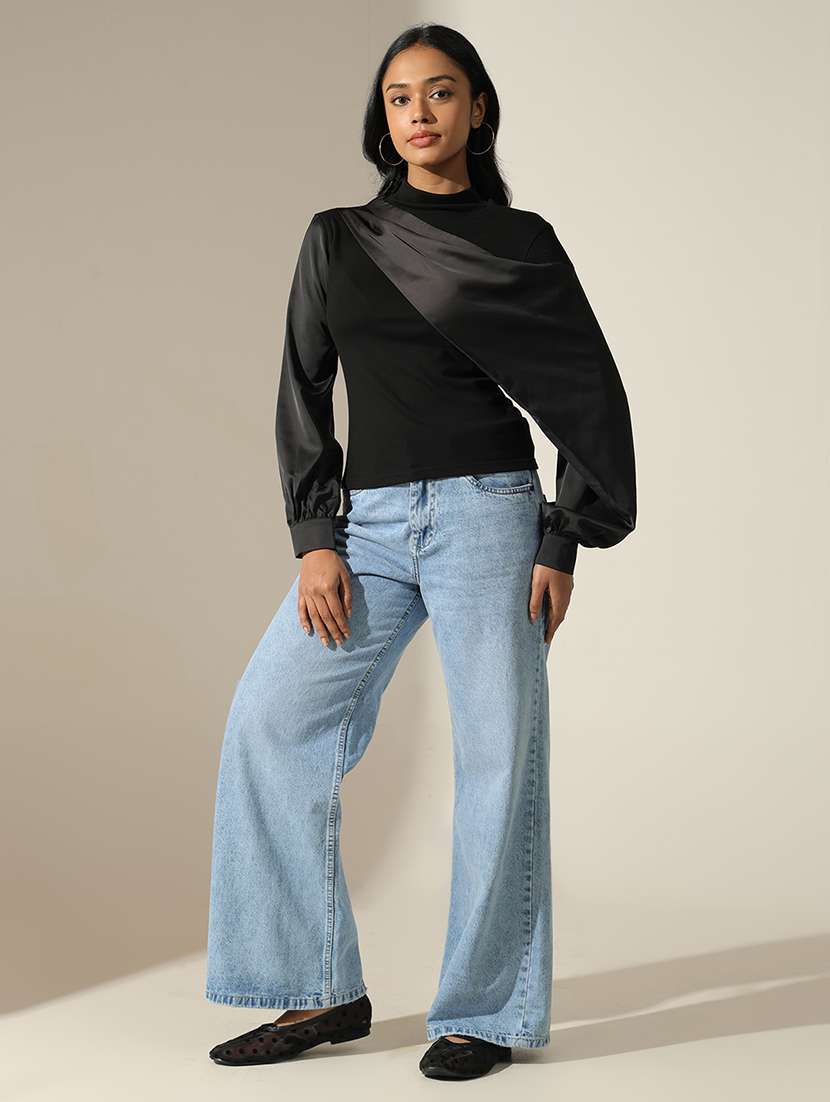 women soldi mock neck puff sleeve regular top - 22173727 -  Standard Image - 6