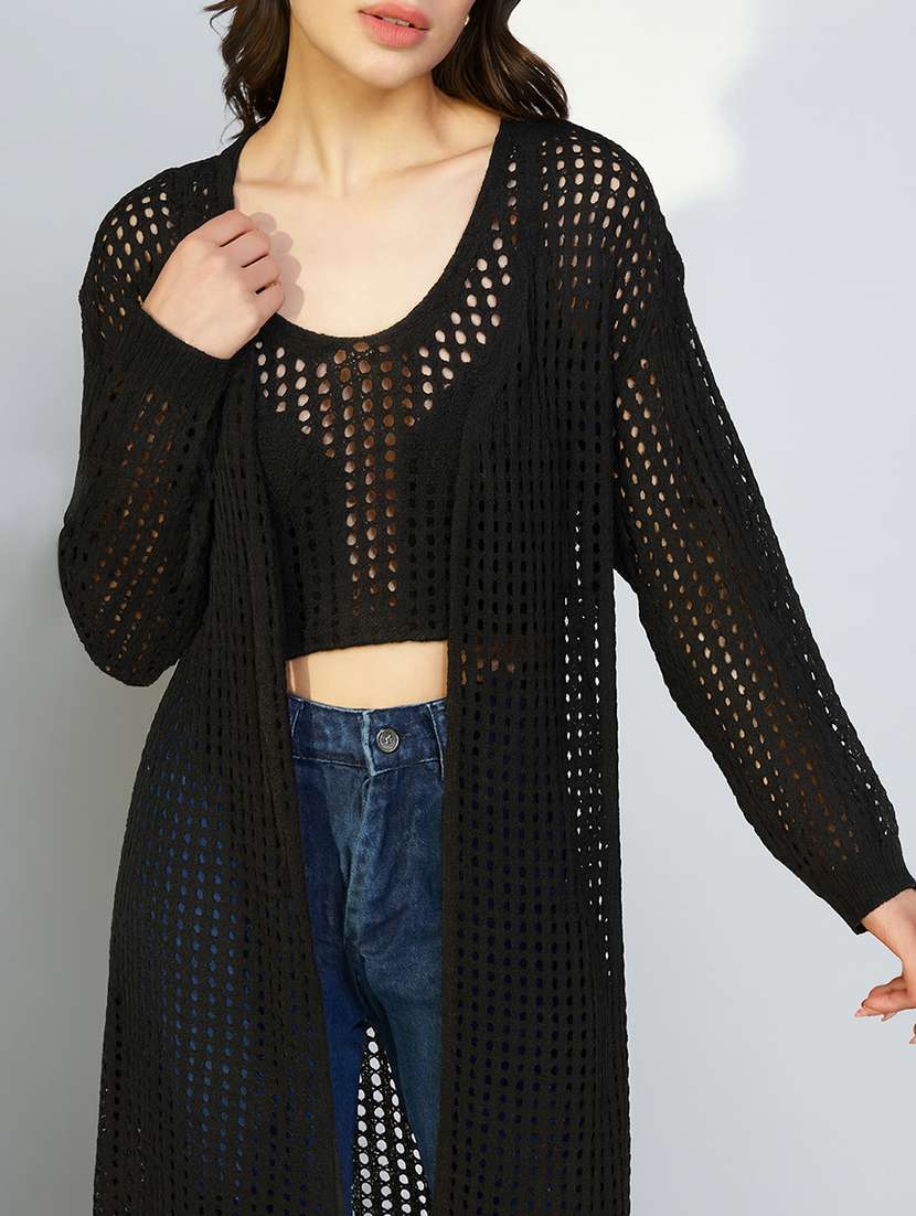 Women Self Designed Crochet Crop Top With Shrug - 22173735 -  Standard Image - 6