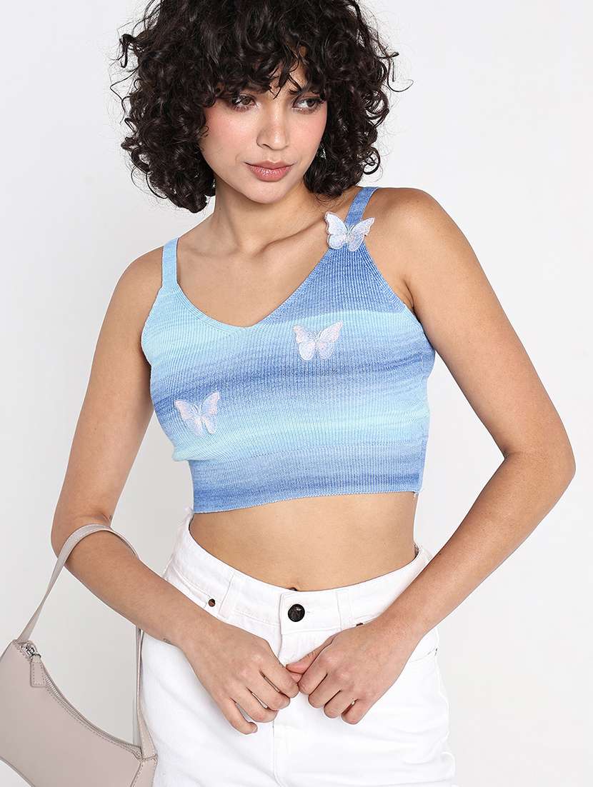 women printed shoulder strap crop top - 22173748 -  Standard Image - 4