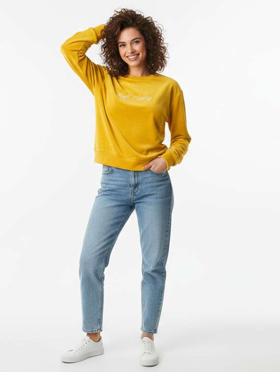 women chest print round neck sweatshirt - 22173752 -  Standard Image - 4