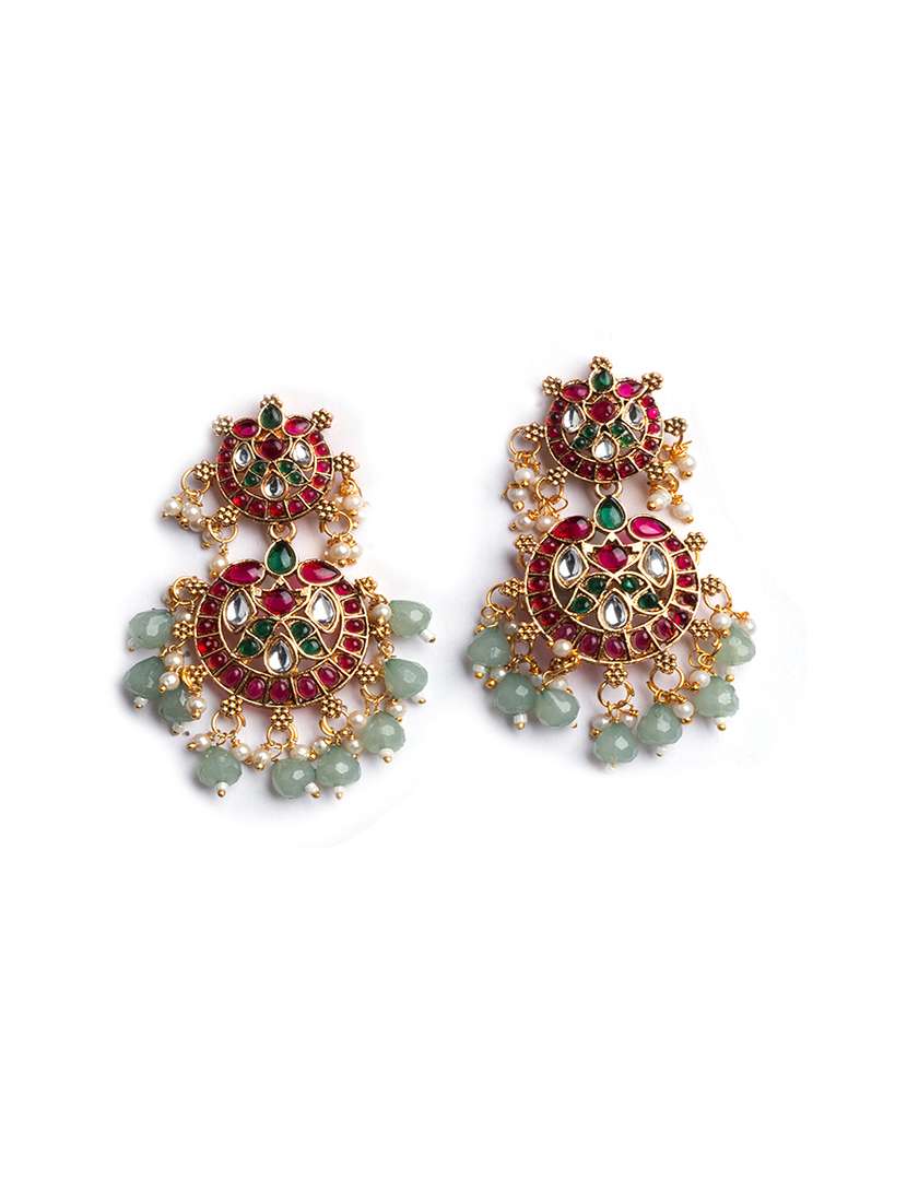 Multicolor Kemp Jadau Bridal Haram Set - 22173763 -  Standard Image - 4