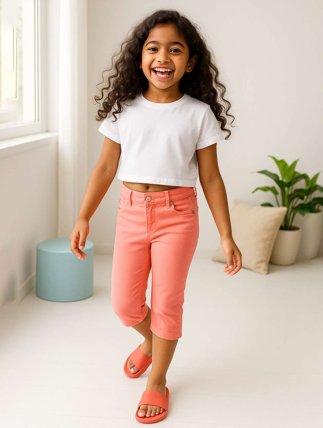 girls solid mid rise slim fit culottes - 22173770 -  Standard Image - 1