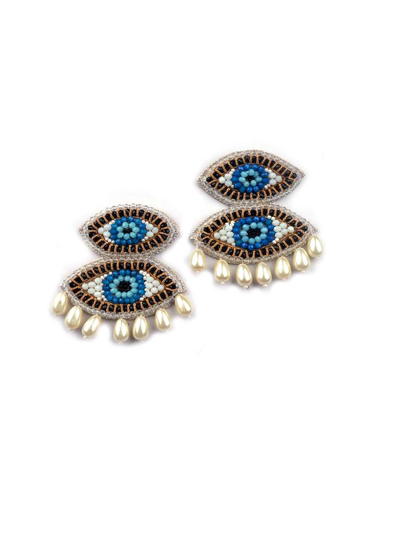 handmade evil eye pearl drop earrings - 22173772 -  Standard Image - 1