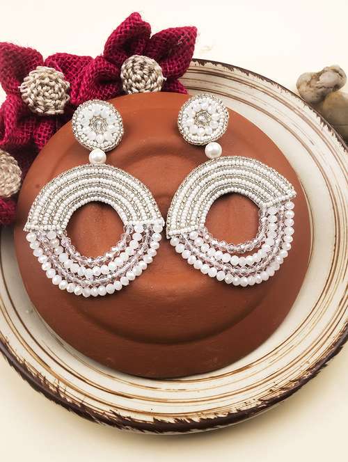 handmade white half moon pearl earrings - 22173776 -  Standard Image - 0