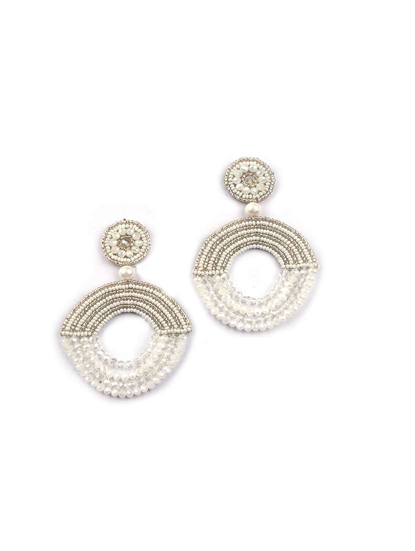 handmade white half moon pearl earrings - 22173776 -  Standard Image - 1