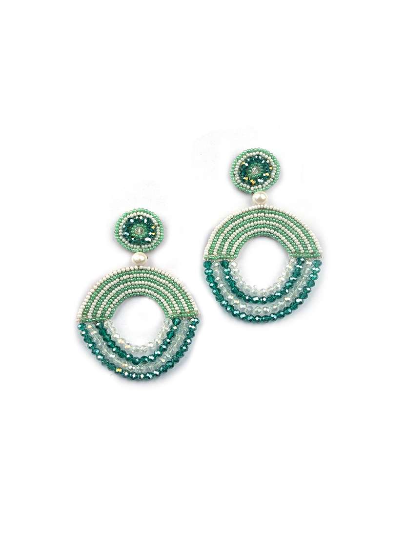 handmade green half moon pearl earrings - 22173777 -  Standard Image - 1
