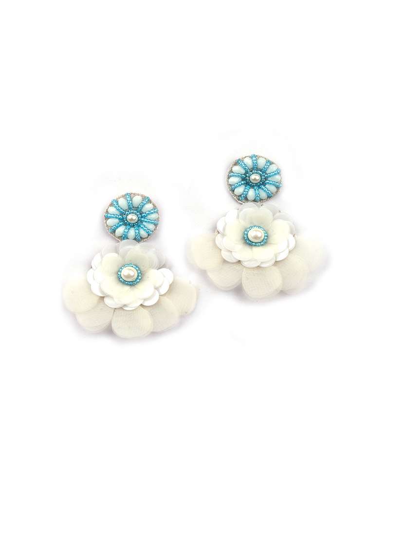 handmade blue flower pearl earrings - 22173784 -  Standard Image - 1