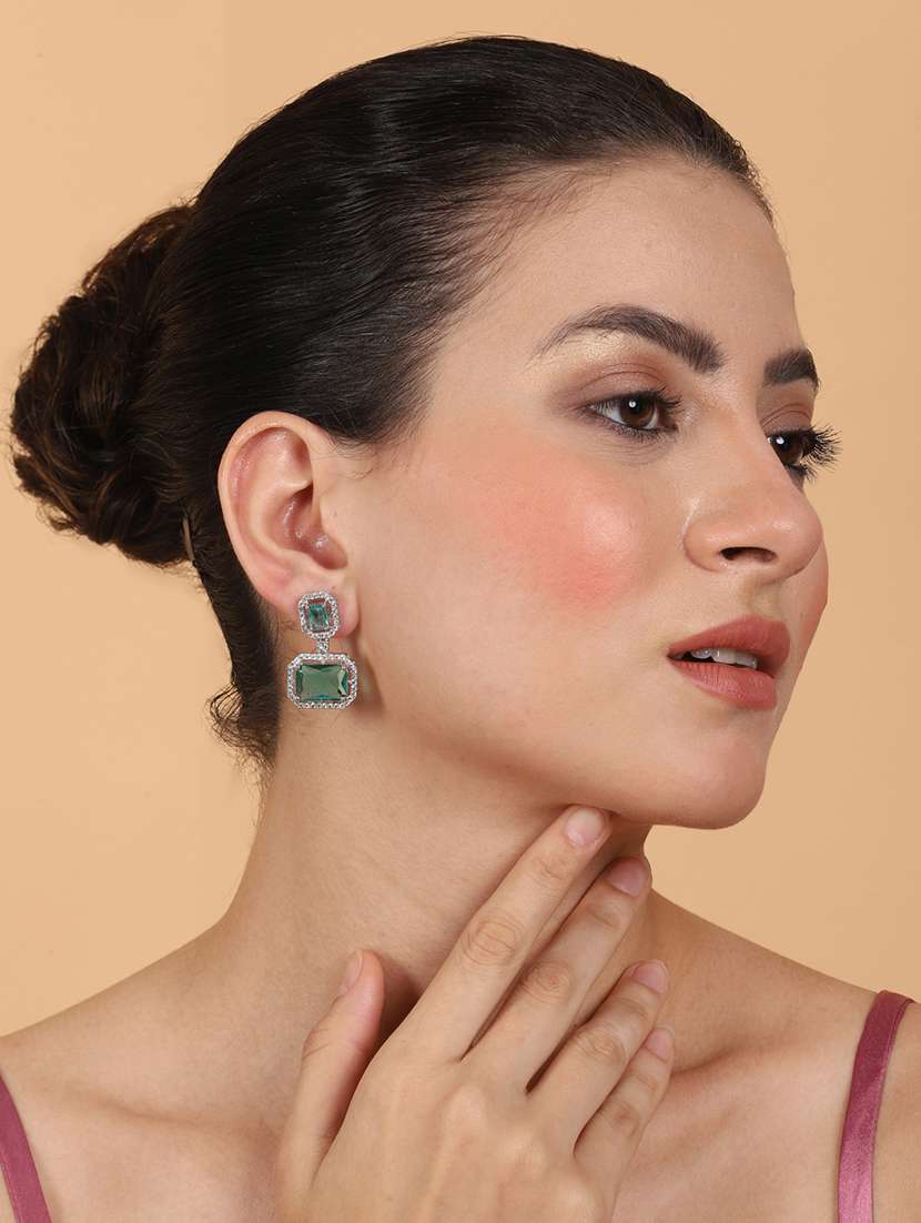 exquisite minimalist look crystalgreen cz ad statement earrings - 22173798 -  Standard Image - 1