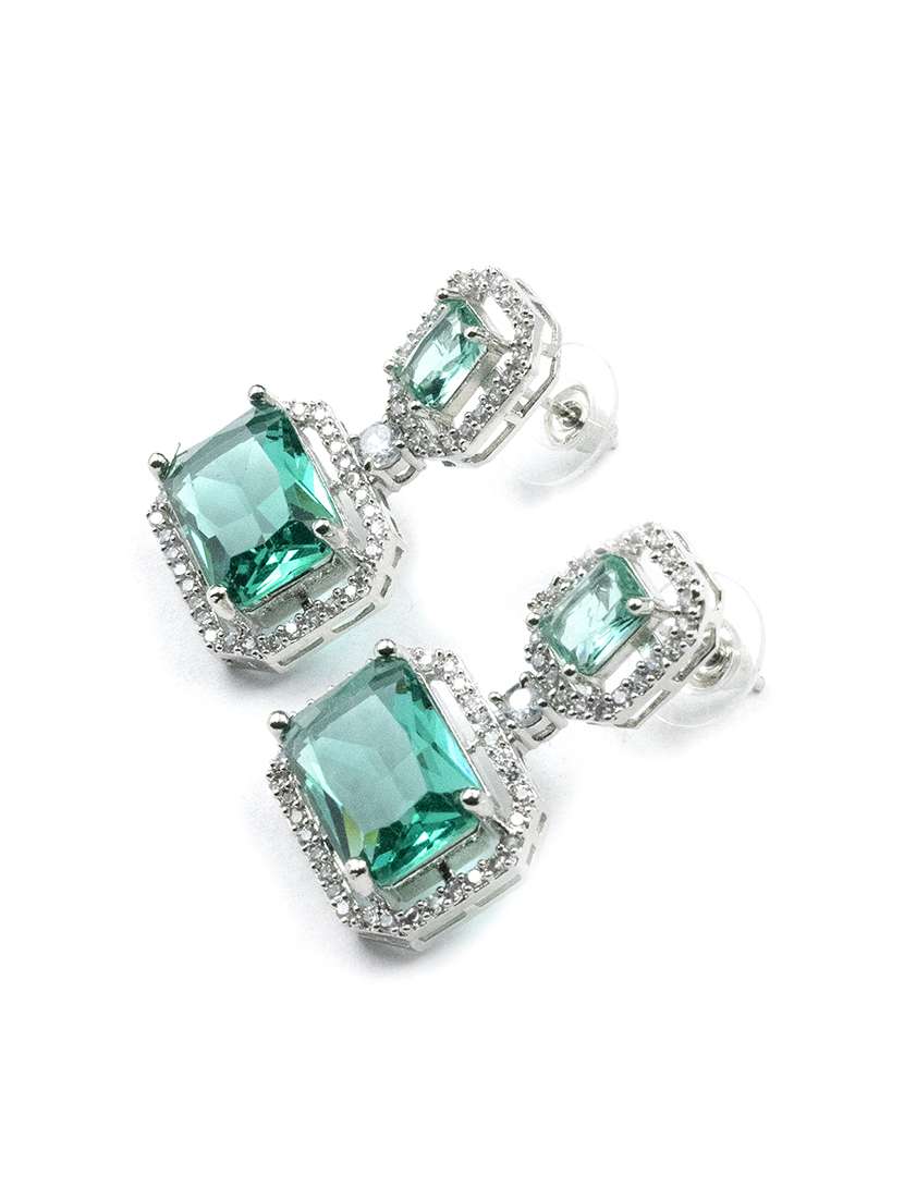 exquisite minimalist look crystalgreen cz ad statement earrings - 22173798 -  Standard Image - 4