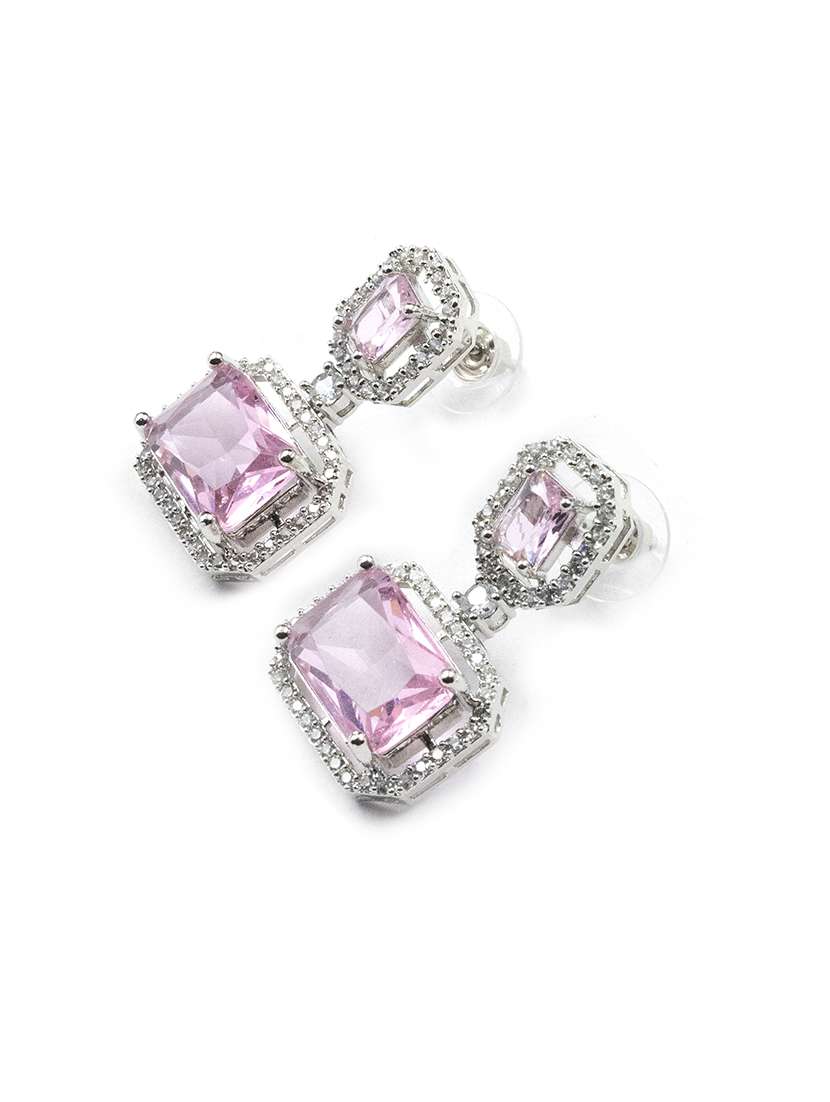 exquisite minimalist look crystalpink cz ad statement earrings - 22173799 -  Standard Image - 4