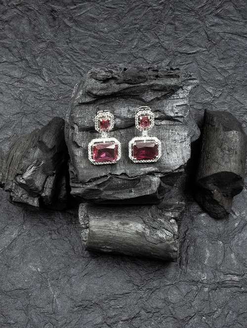 exquisite minimalist look red cz ad statement earrings - 22173801 -  Standard Image - 0