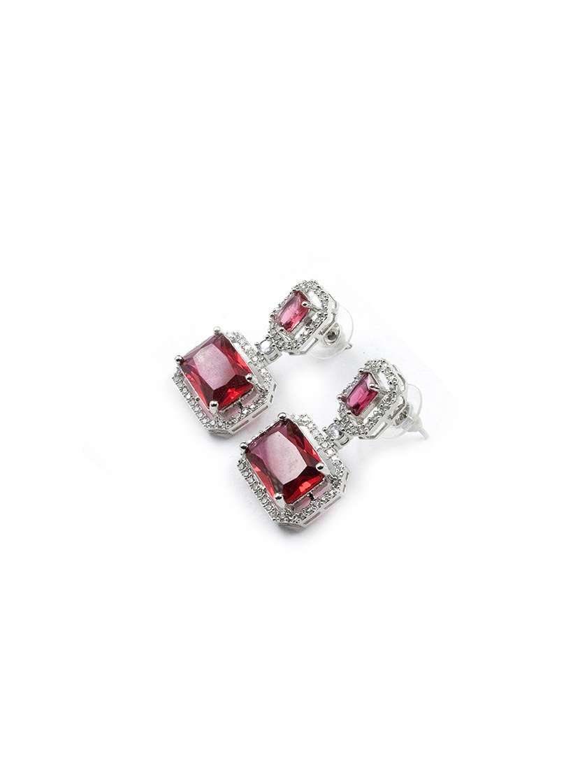 exquisite minimalist look red cz ad statement earrings - 22173801 -  Standard Image - 4