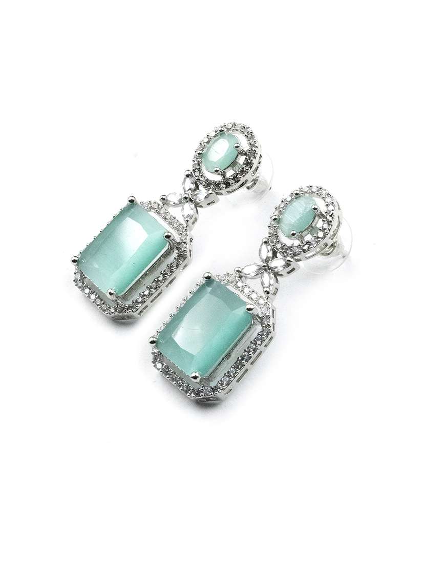 green cz fashion party wear drop earrings - 22173804 -  Standard Image - 4