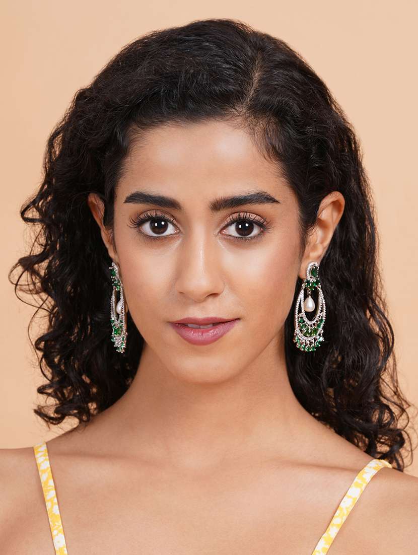 gorgeous green american diamond drop earrings - 22173811 -  Standard Image - 1