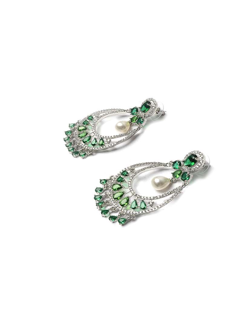 gorgeous green american diamond drop earrings - 22173811 -  Standard Image - 4