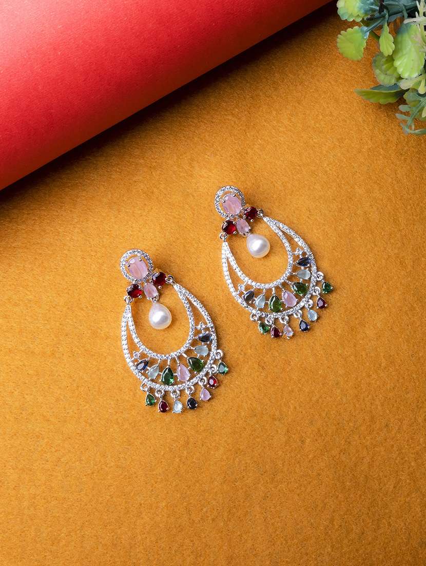 gorgeous multicolor american diamond drop earrings