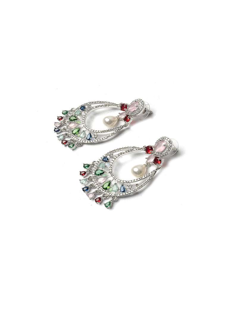gorgeous multicolor american diamond drop earrings - 22173812 -  Standard Image - 4