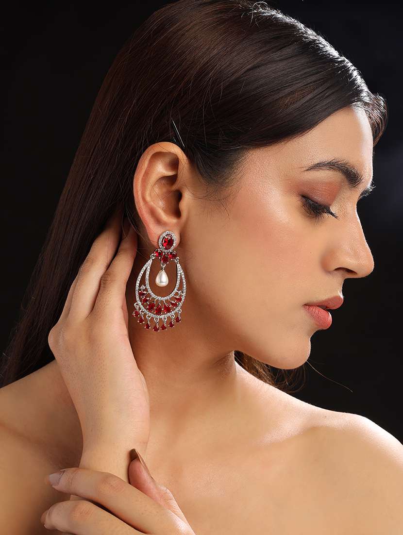 gorgeous red american diamond drop earrings - 22173813 -  Standard Image - 1