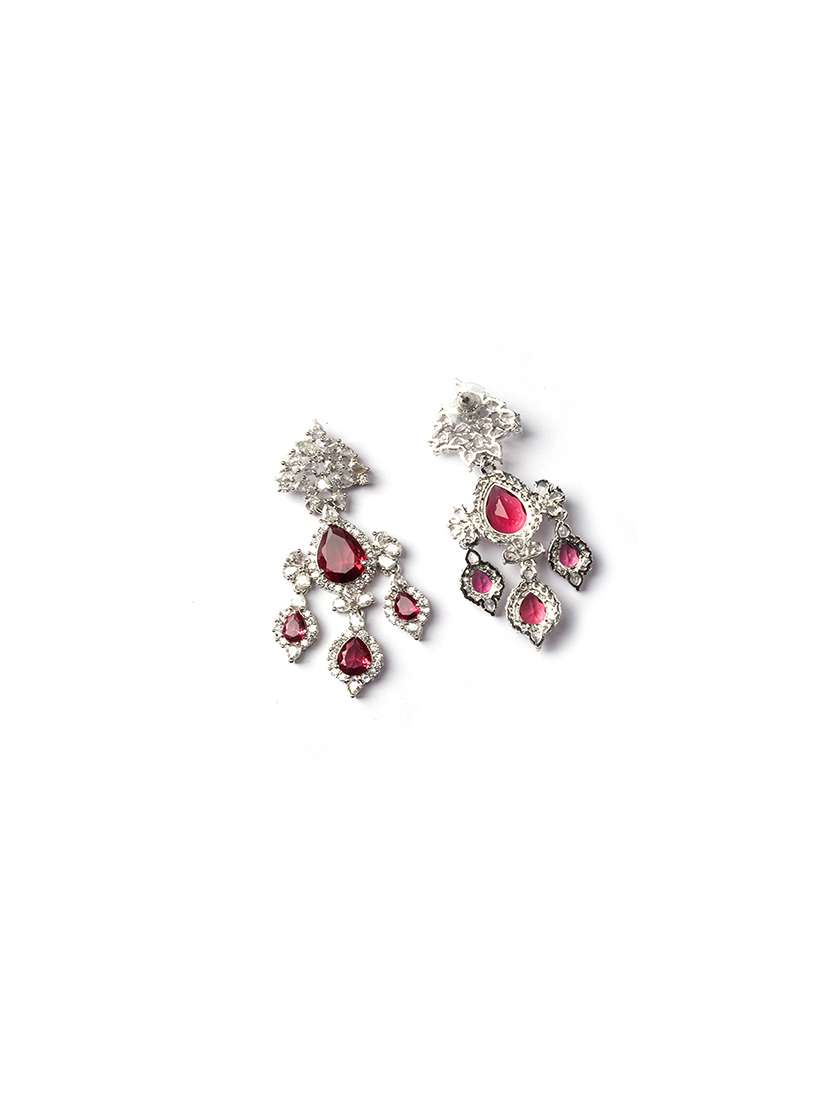 silver-plated luxurious ad red waterfall earrings - 22173821 -  Standard Image - 1