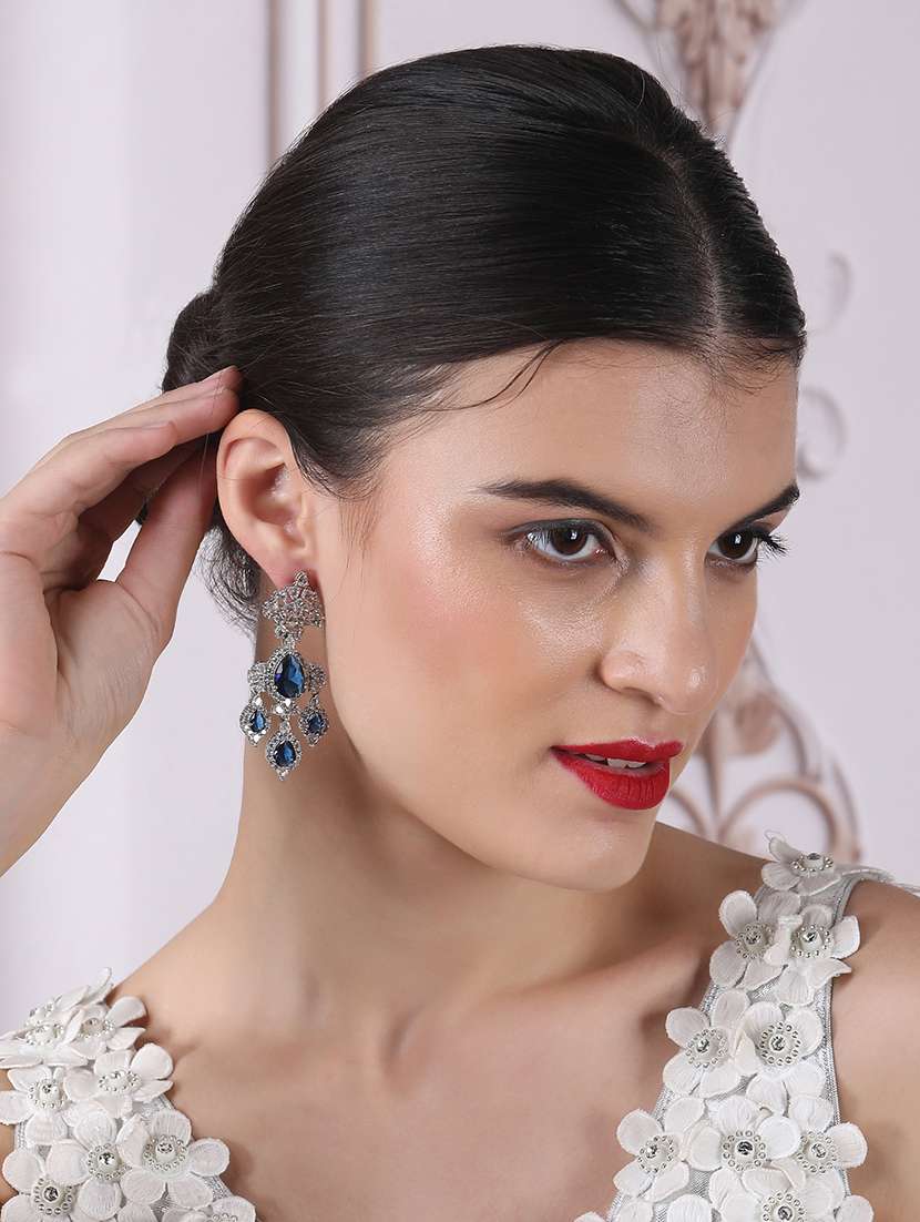 silver-plated luxurious ad blue waterfall earrings - 22173822 -  Standard Image - 1