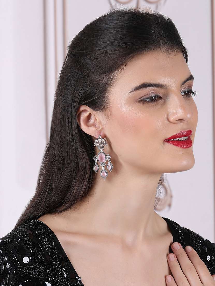 silver-plated luxurious ad pink waterfall earrings - 22173823 -  Standard Image - 1